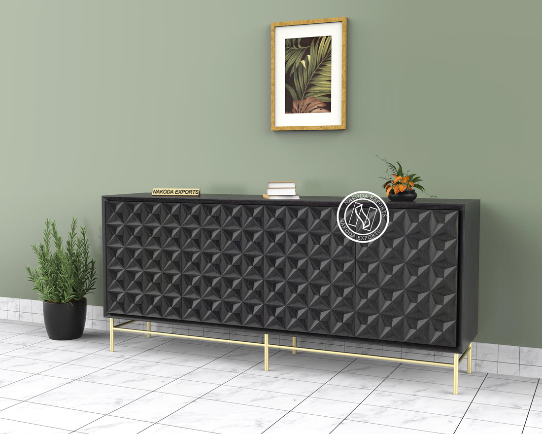 Serenity Pattern Black Finish Sideboard