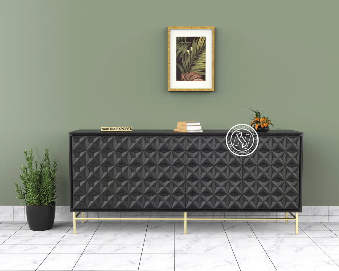 Serenity Pattern Black Finish Sideboard