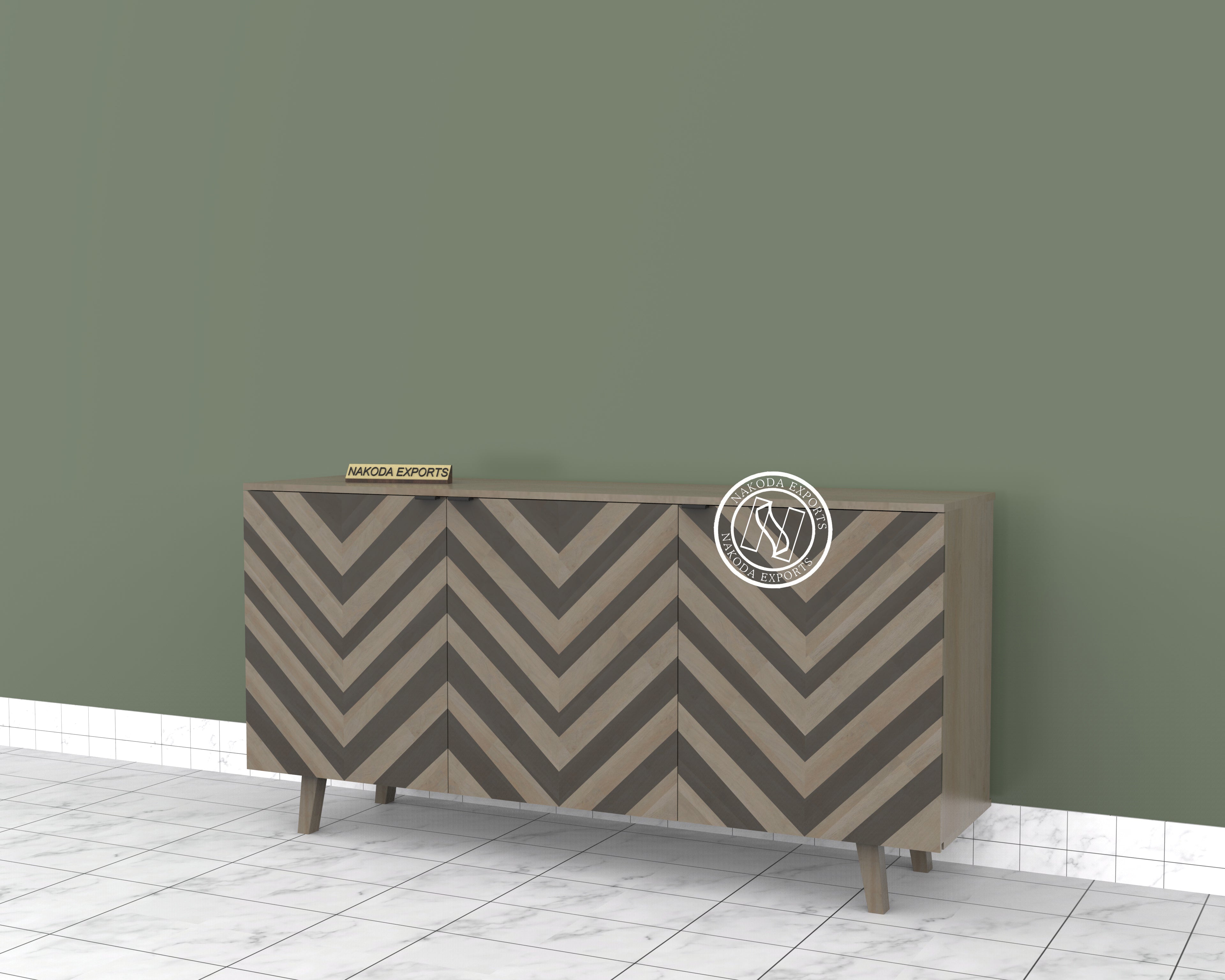 Chevron Pattern Sideboard