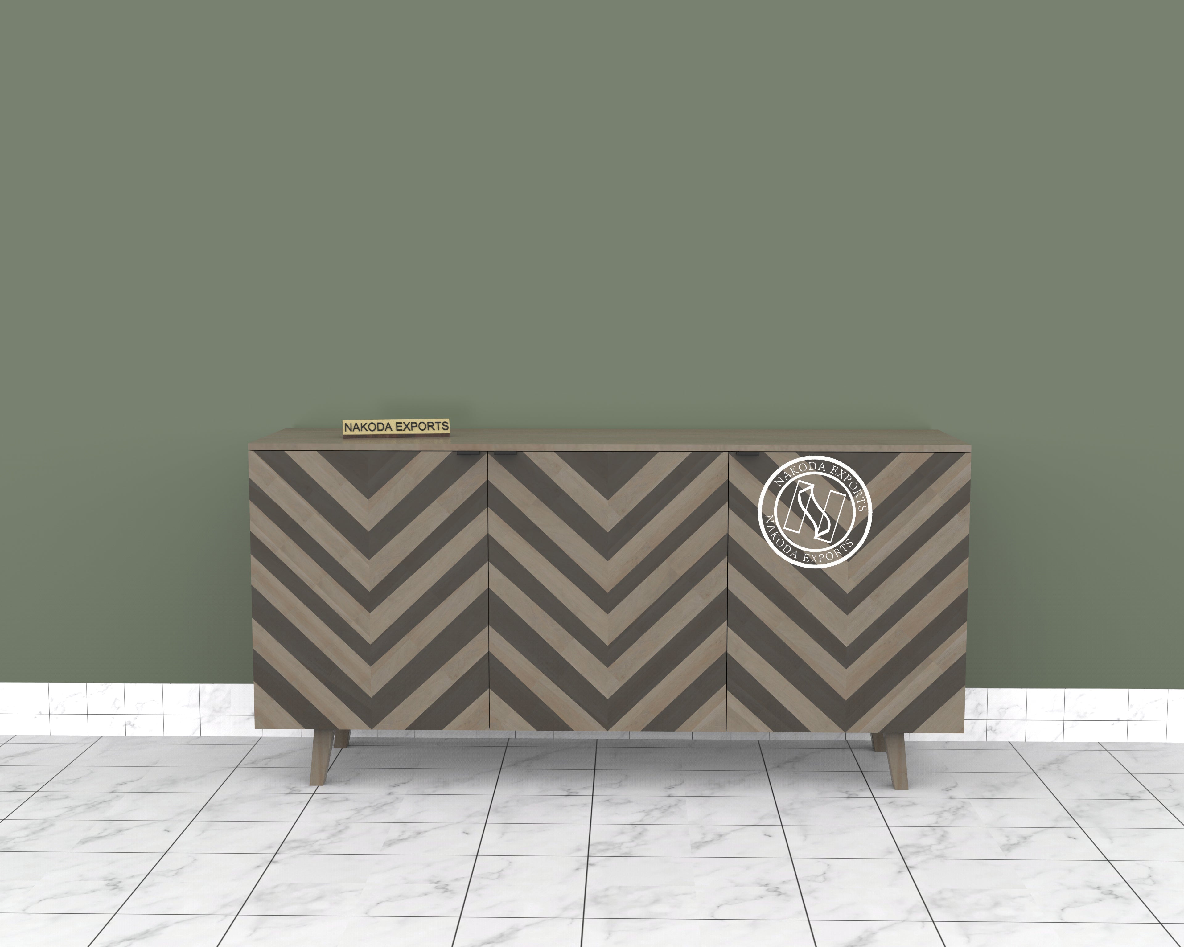 Chevron Pattern Sideboard