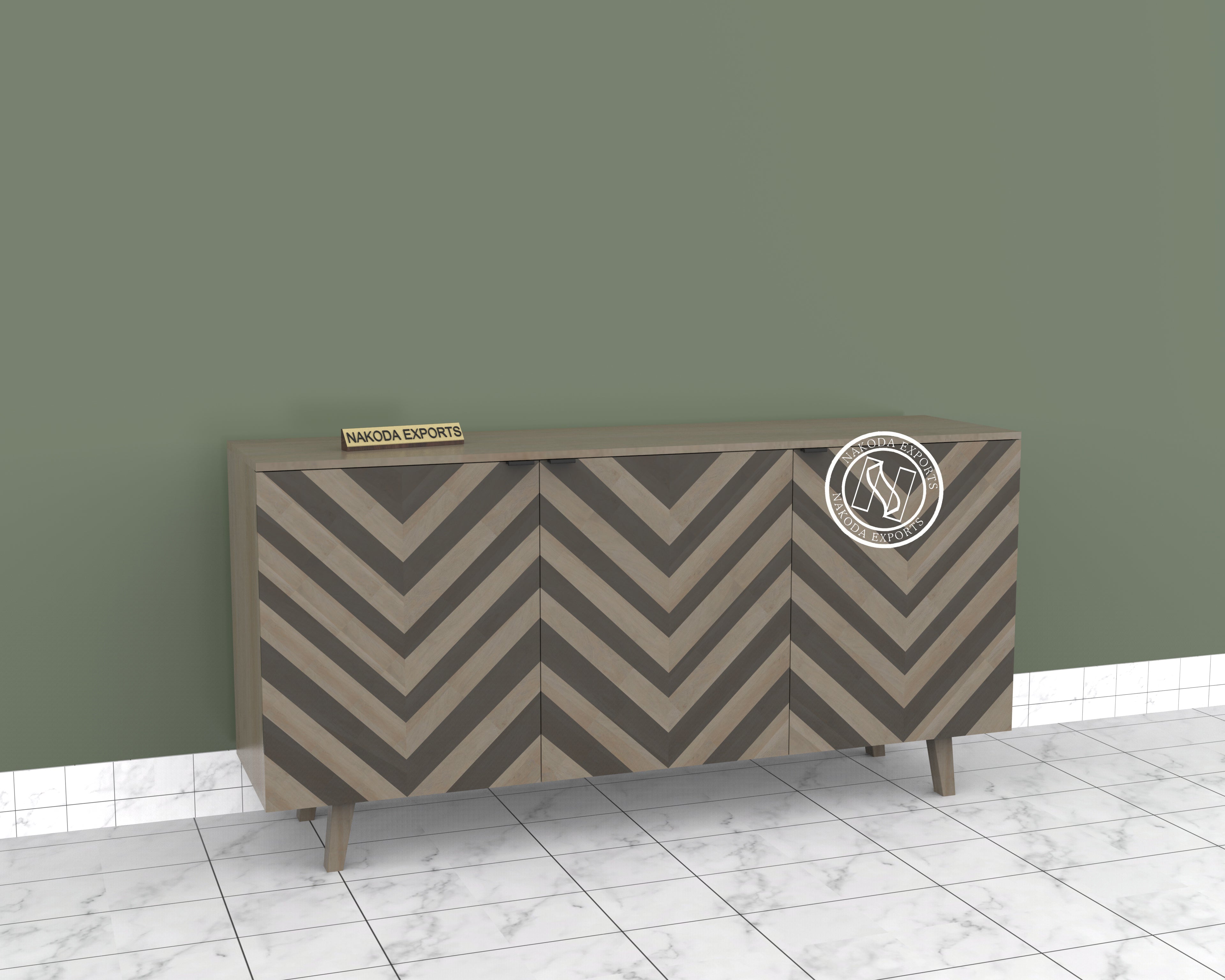 Chevron Pattern Sideboard