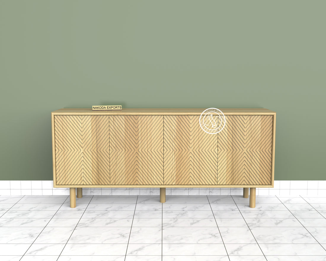 Herringbone Pattern 4 Door Sideboard