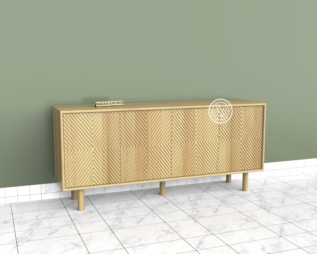 Herringbone Pattern 4 Door Sideboard