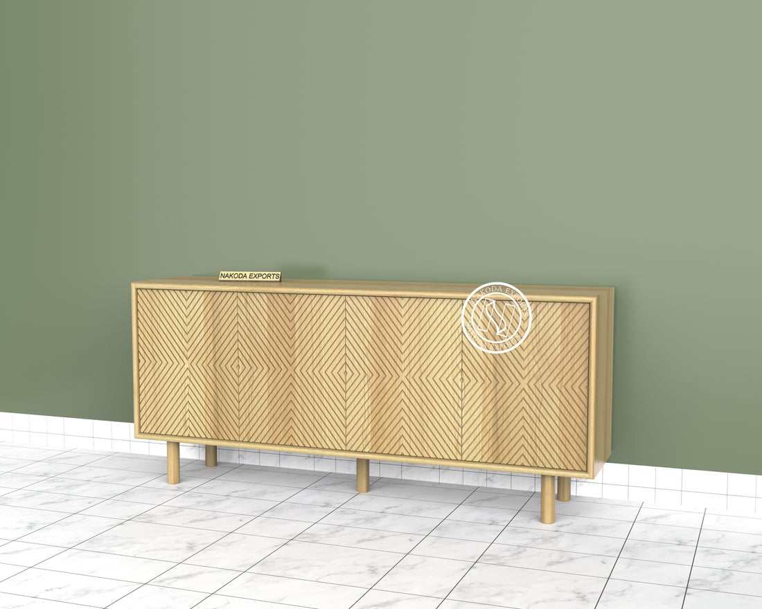 Herringbone Pattern 4 Door Sideboard