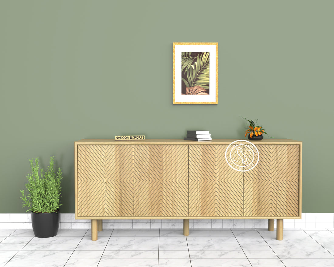 Herringbone Pattern 4 Door Sideboard