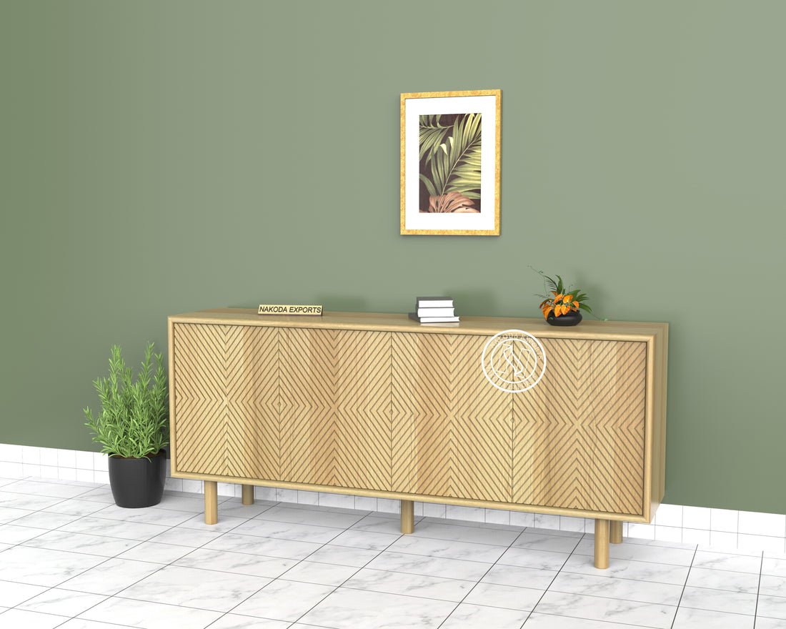 Herringbone Pattern 4 Door Sideboard