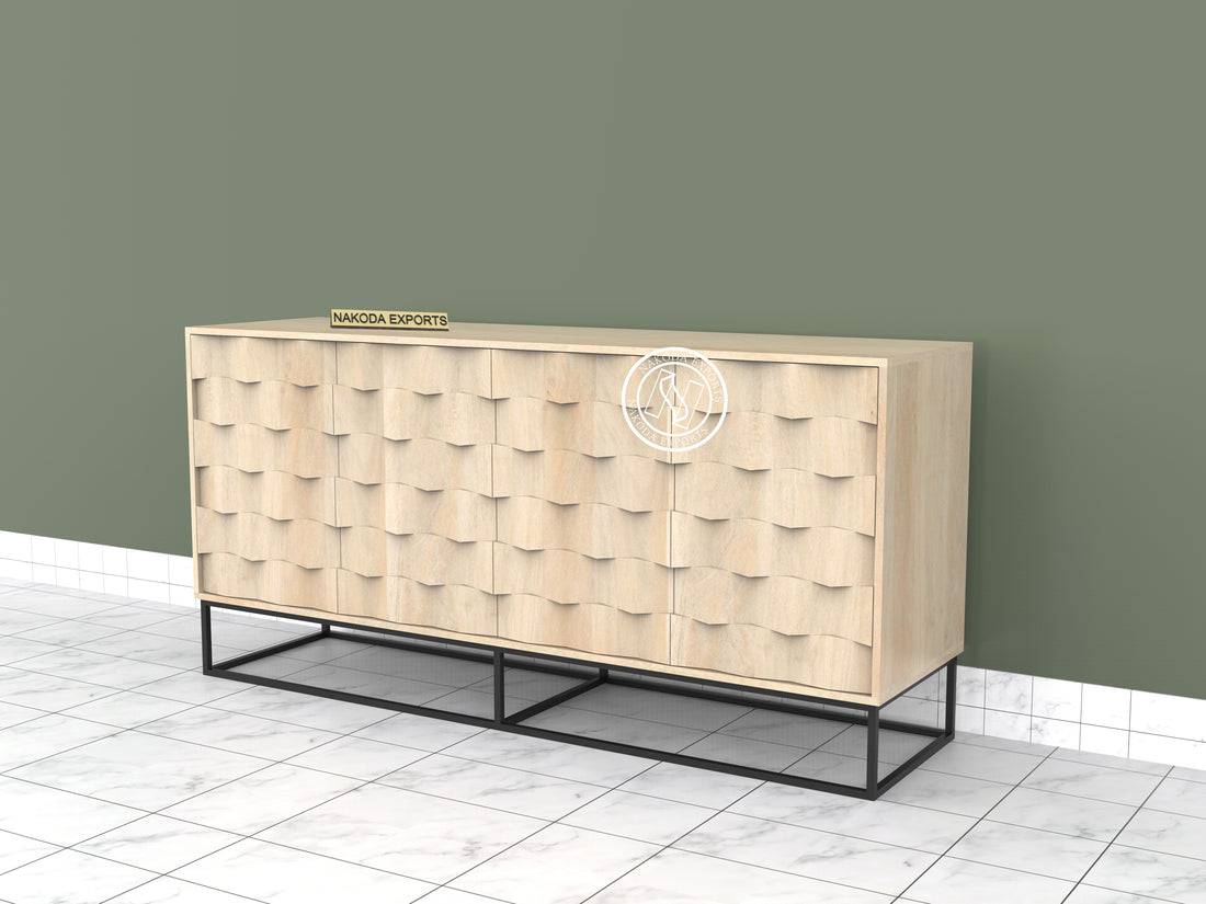 Cascade Pattern Mango Wood Sideboard