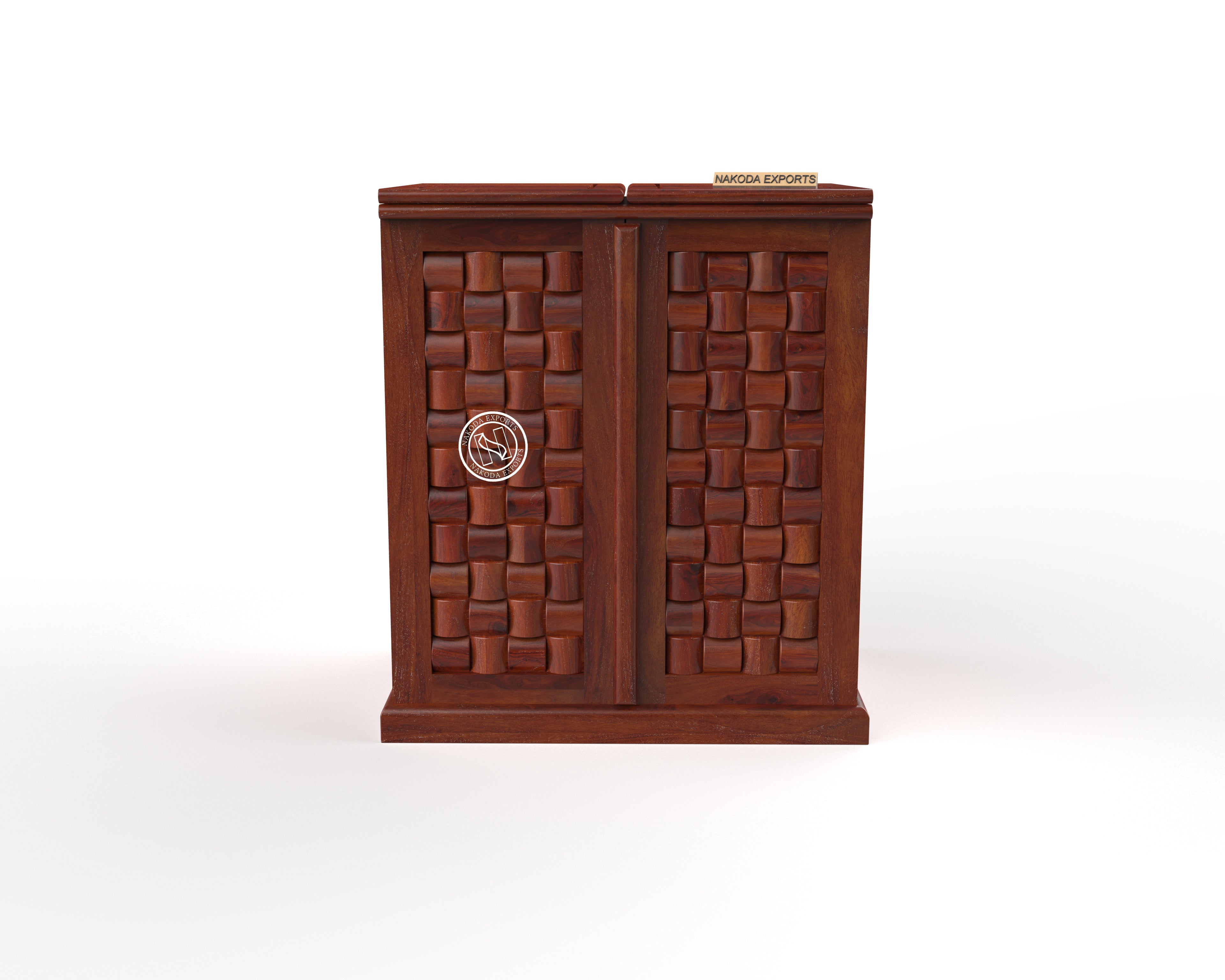 Woven Wooden Bar Cabinet