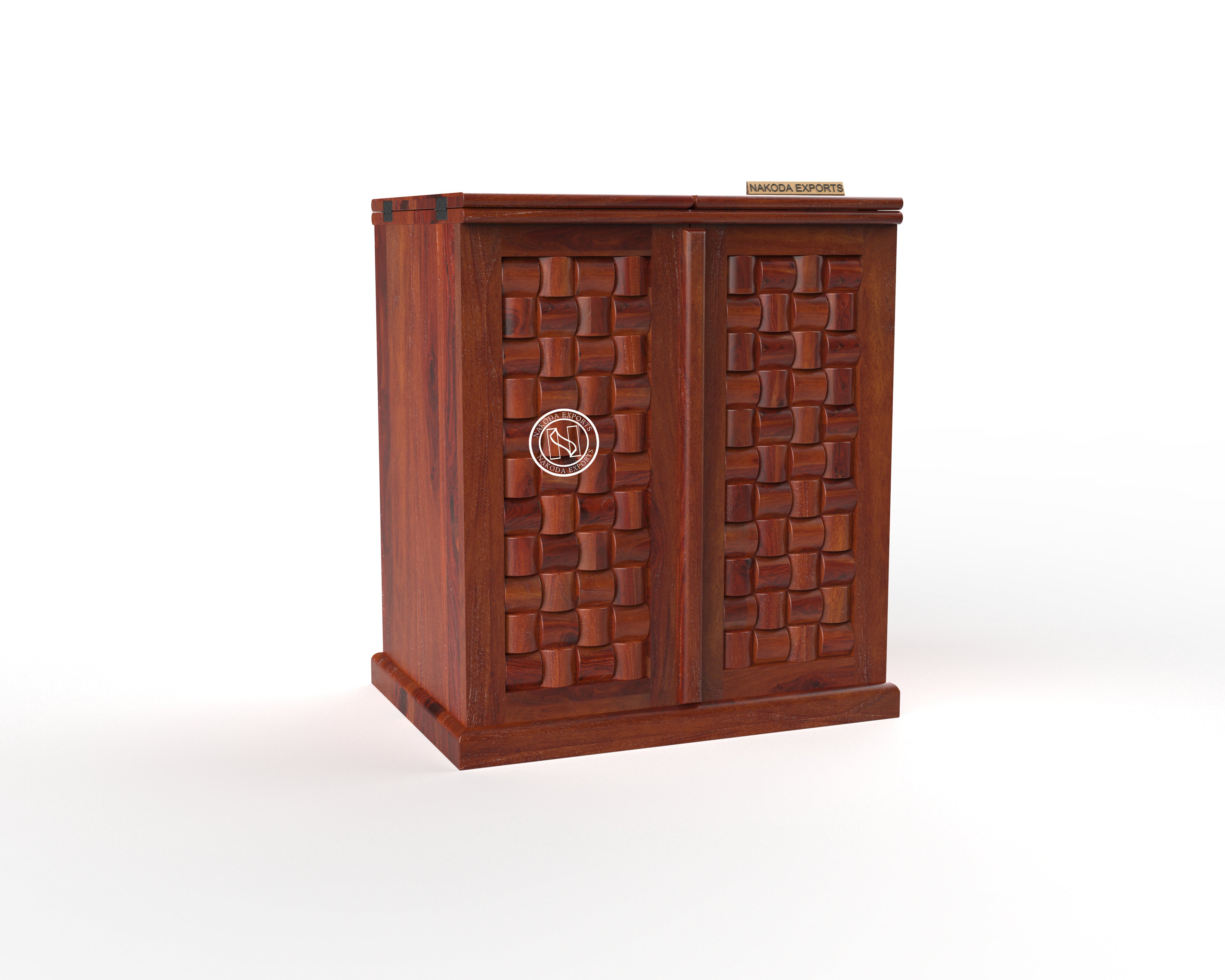 Woven Wooden Bar Cabinet
