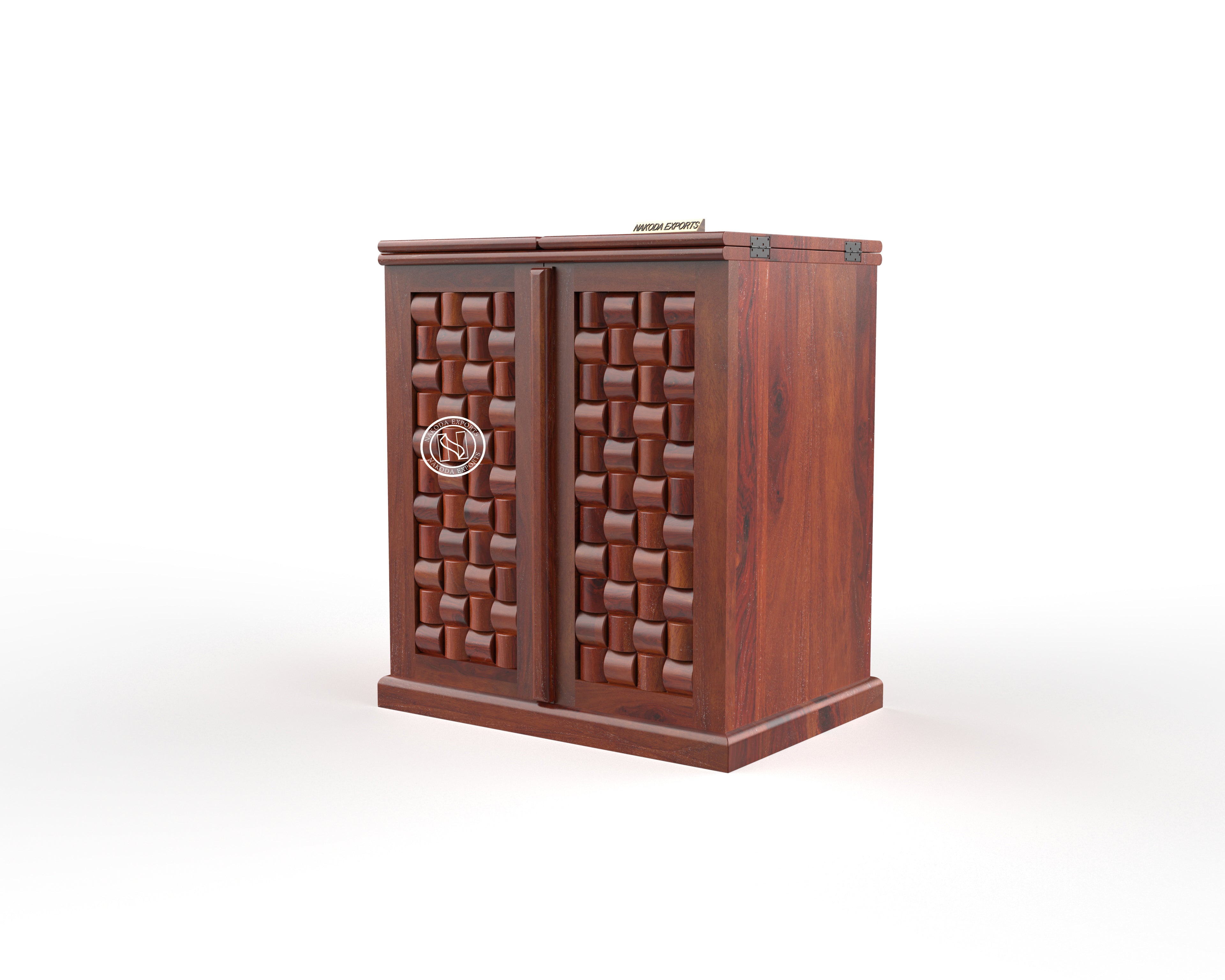 Woven Wooden Bar Cabinet