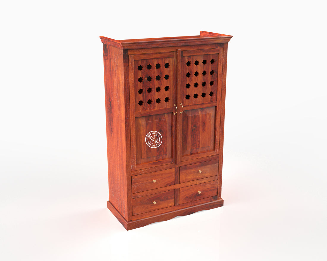 AG Lattice Wooden Cabinet with Drawers