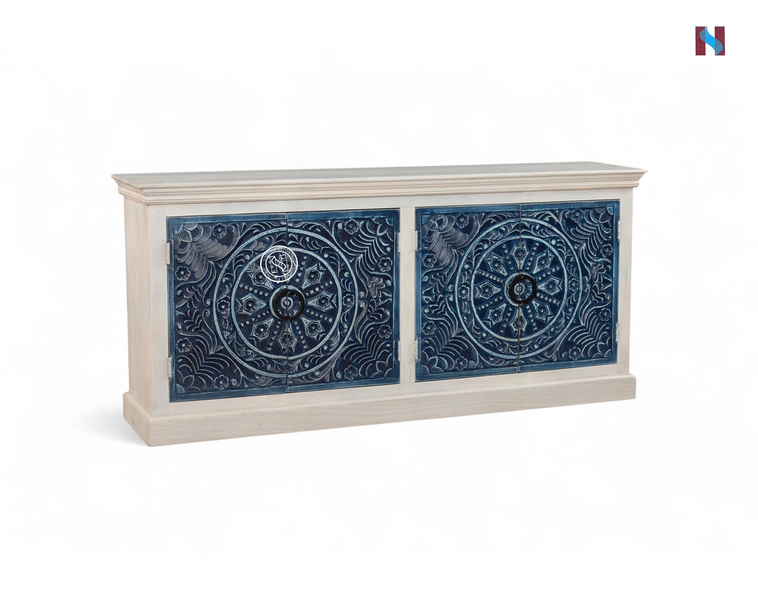 Blue and White Floral Sideboard