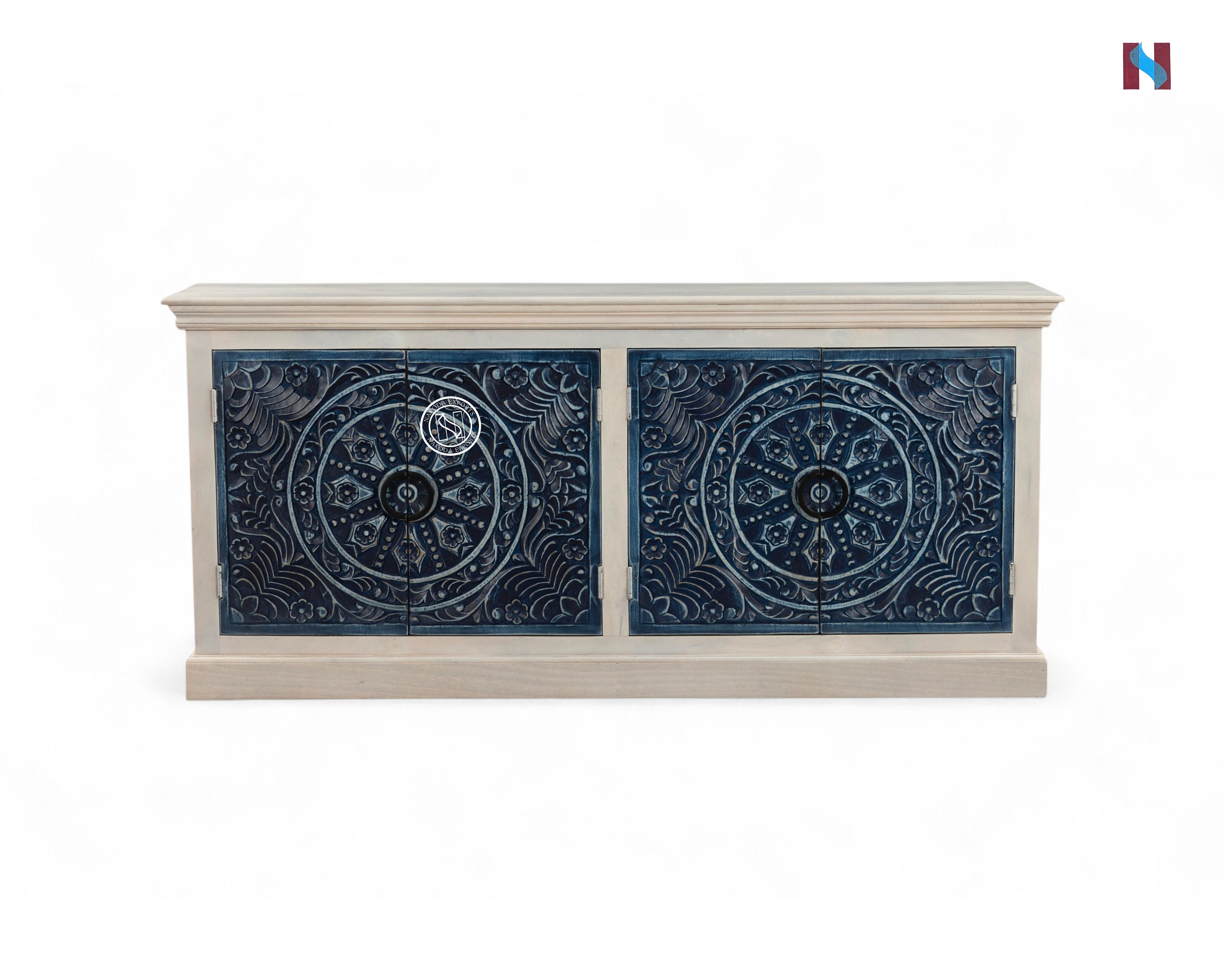 Blue and White Floral Sideboard