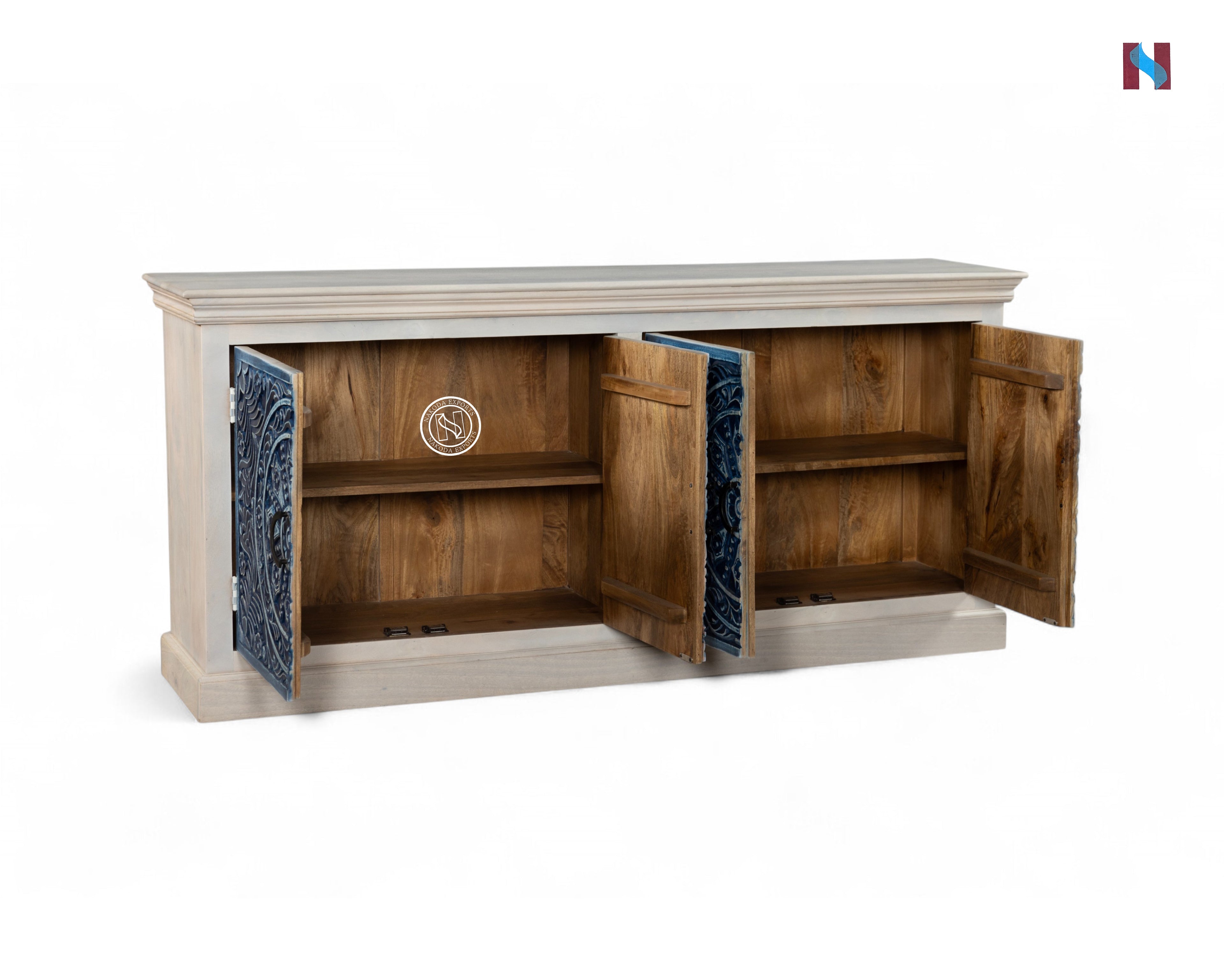 Blue and White Floral Sideboard