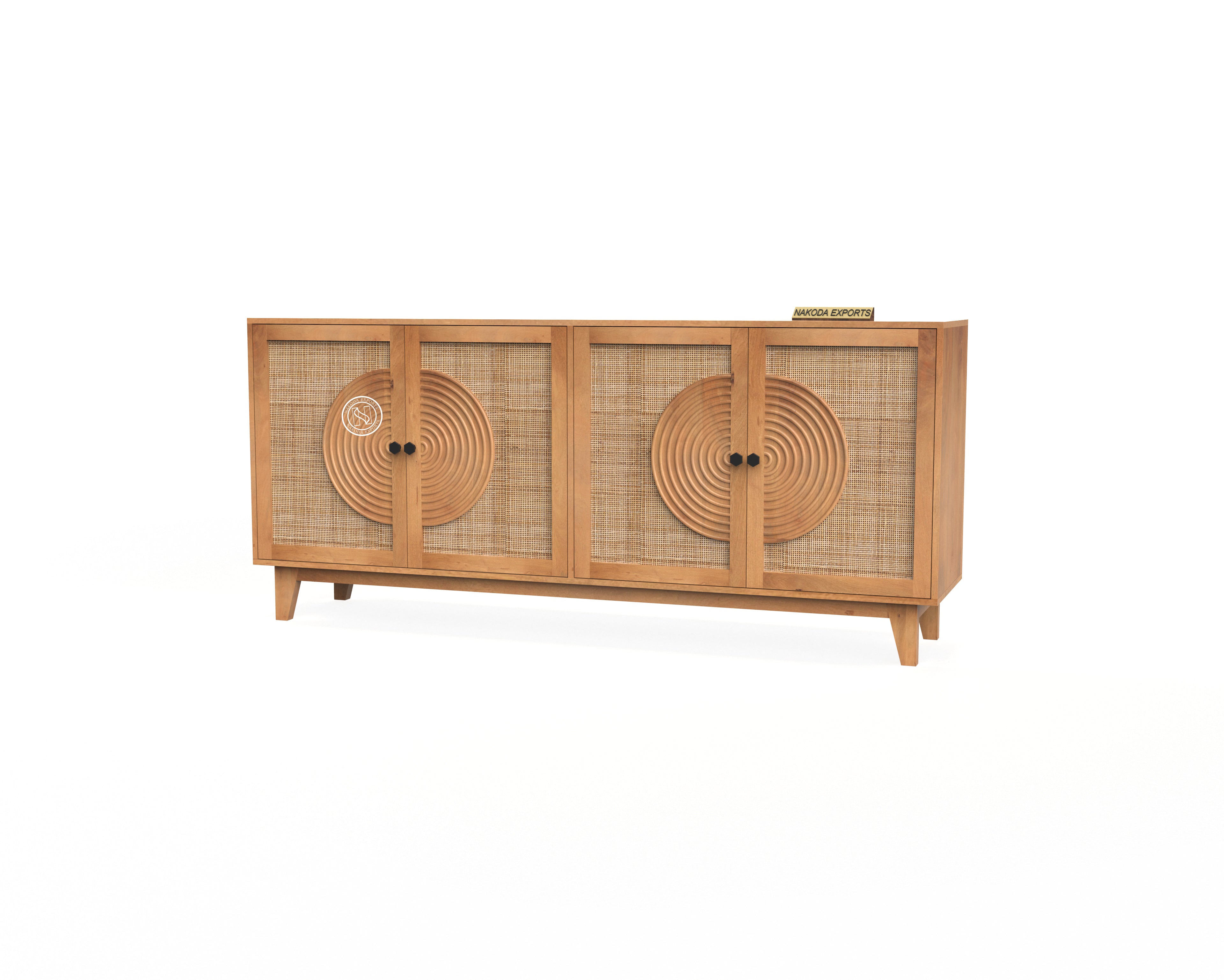 Rustic Rattan Circle Motif Sideboard