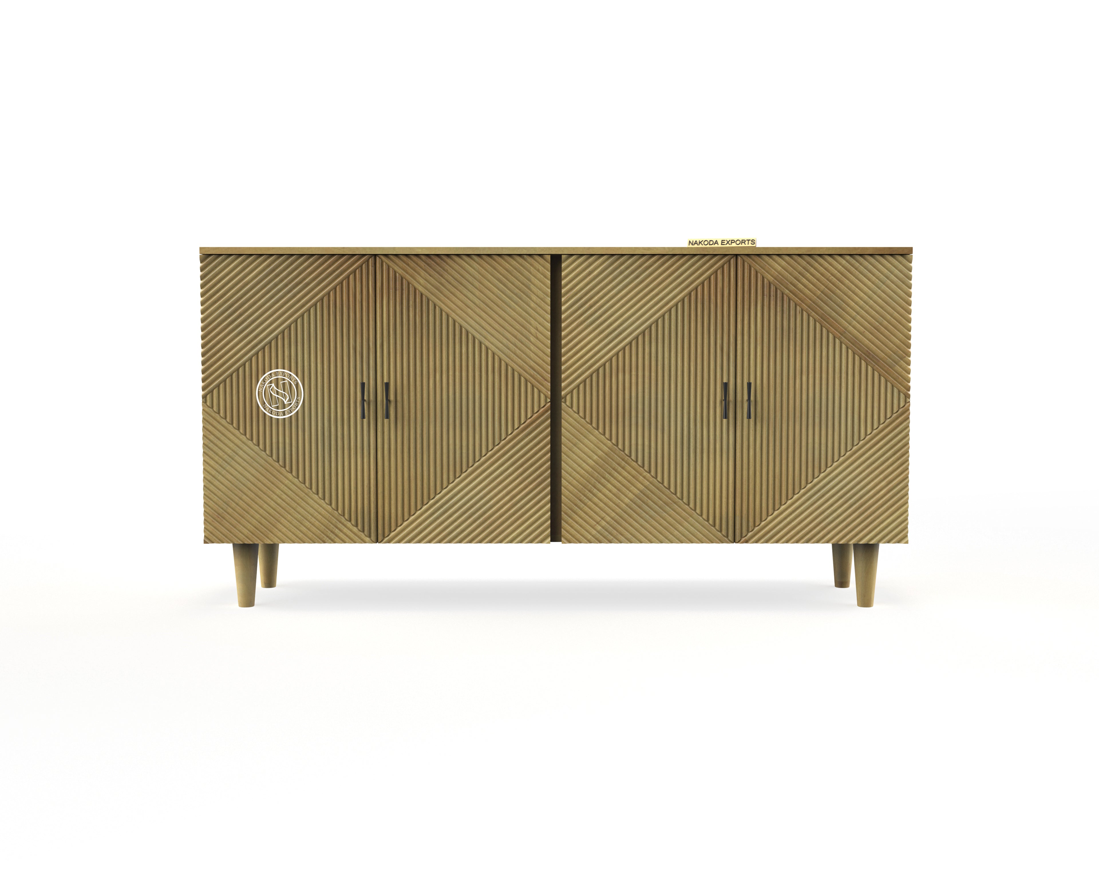 Geometric Carved Mango Wood Sideboard