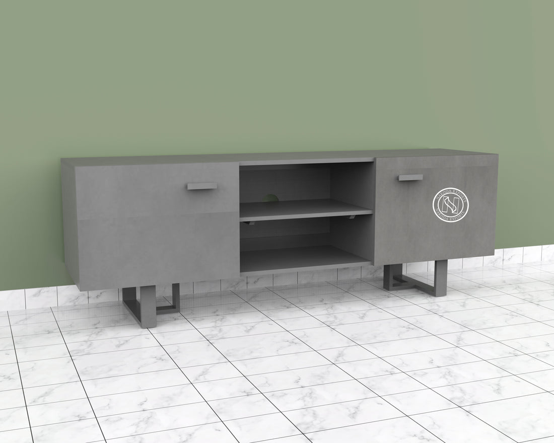 Modern Grey TV Console with Storage