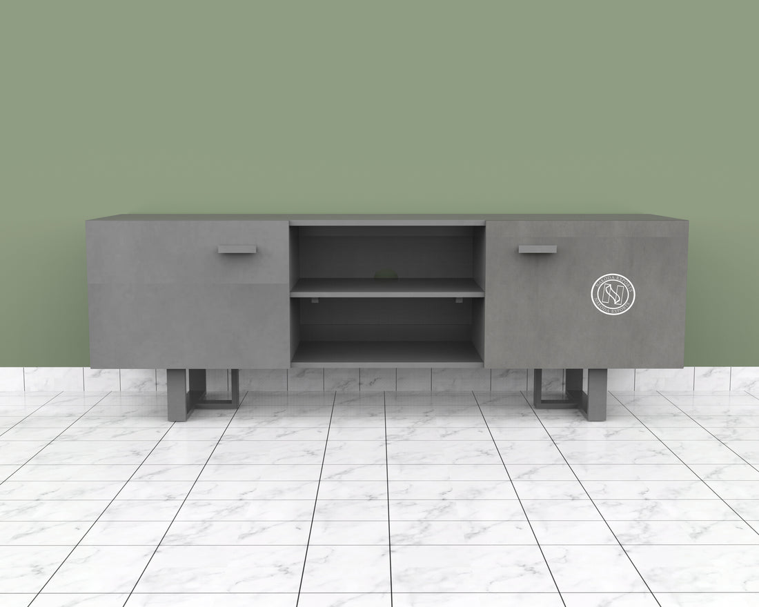 Modern Grey TV Console with Storage