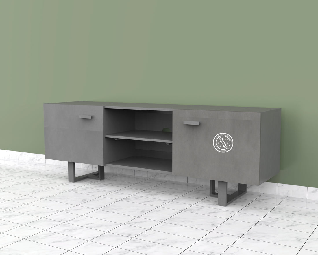 Modern Grey TV Console with Storage